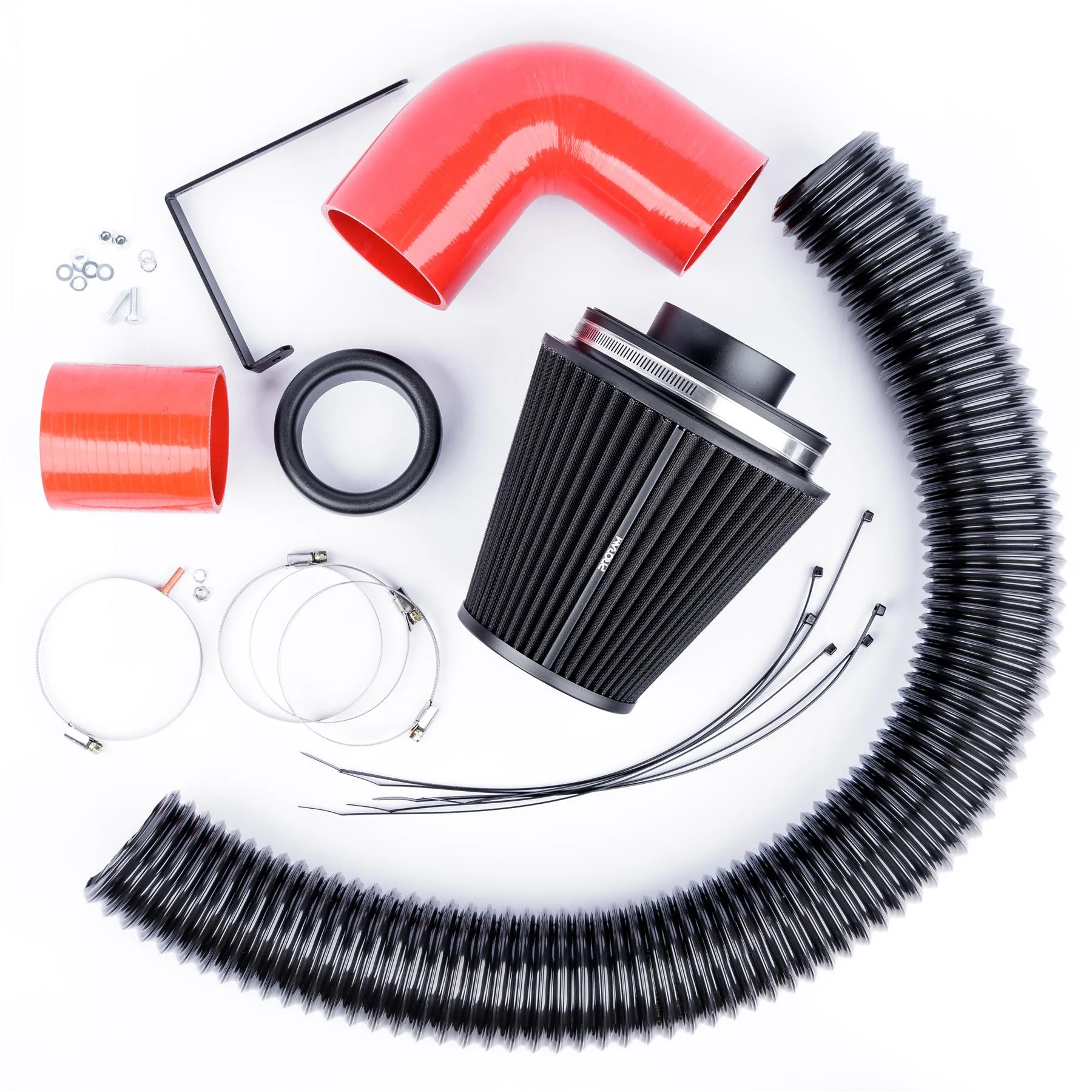 Ramair Performance Pleated Induction Kit for VW MK5 Golf R32 3.2 V6  - Red Hoses