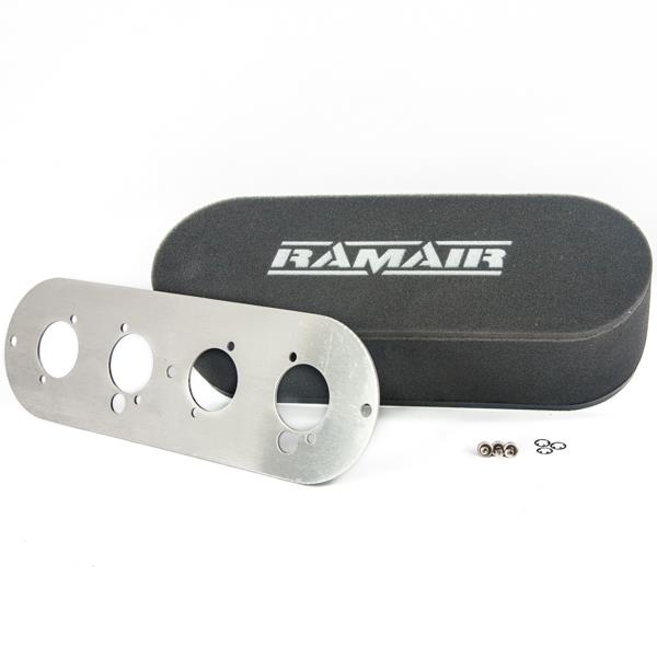 Ramair Twin Carb Air Filter With Baseplate BMW 2002 100mm Internal Height