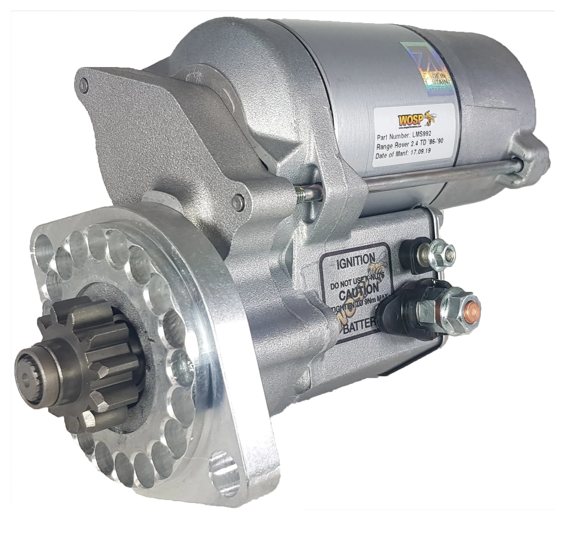 Wosp BMW Marine / HATZ Various / Land Rover 2.4 & 2.5 Diesel high torque starter motor (LMS992)