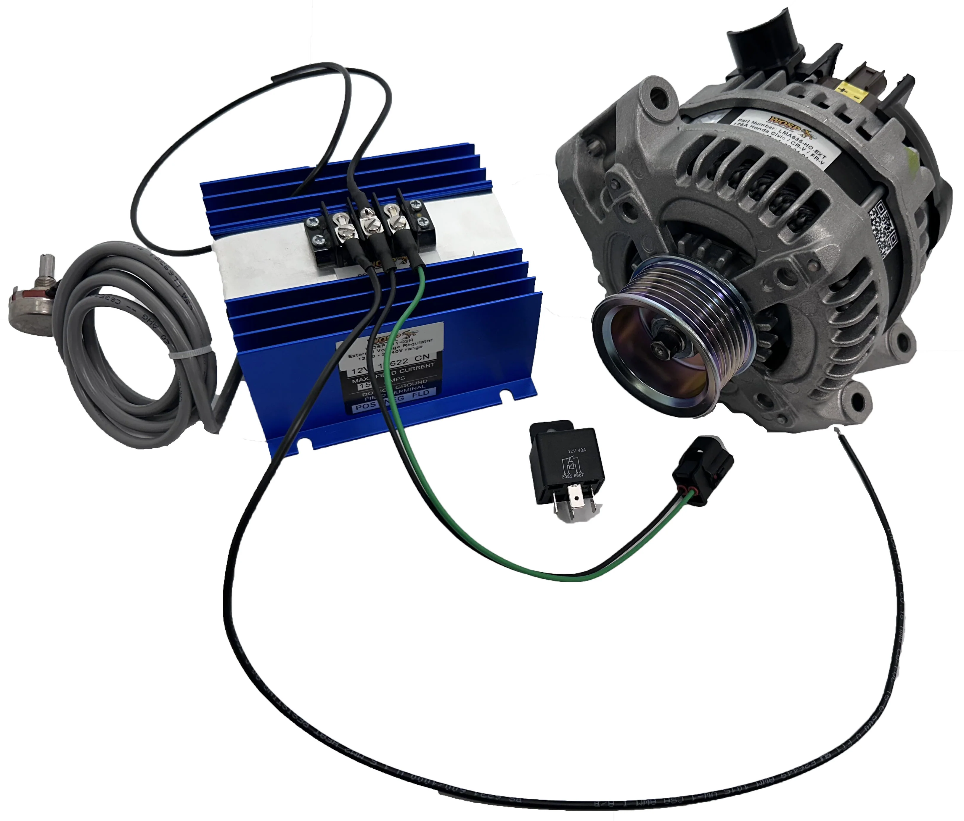Wosp Honda Civic / CR-V / FR-V / Stream 250A Externally Regulated Alternator (Terminals at Top)